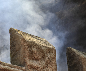 smoke over the fortress wall