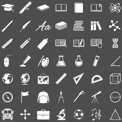 Vector Set of 49 Education Icons. School and University.