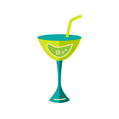 Wine glass vector illustration isolated on white background. Martini cocktail. Flat style design.