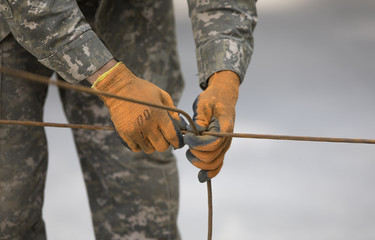 worker welder weld metal wire