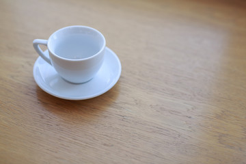 wooden table white Cup and saucer top view