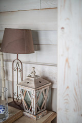 wooden legs of table lamps of vintage style of light color