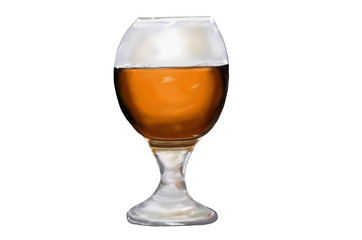 Single alcohol glass a white background