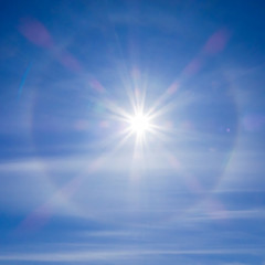 fantastic beautiful sun halo phenomenon. Amazing sun halo phenomenon. Square image
