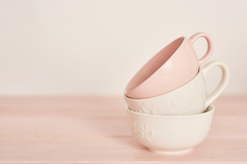 tea and coffee set on the table on a white background