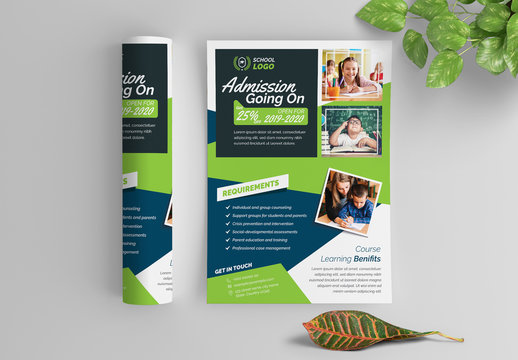 School Flyer Layout with Blue and Green Accents