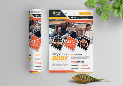 Fitness Gym Flyer with Red and Yellow Accents