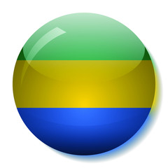 Gabonese flag glass button vector illustration