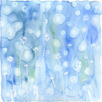 Dandelion Watercolor Resist Background