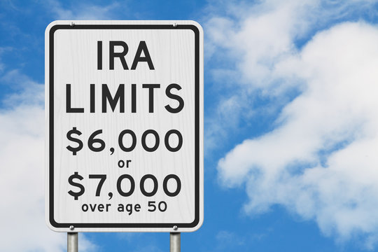 Retirement IRA contributions limits on a USA highway speed road sign