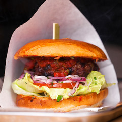 Restaurant dish - beef hamburger