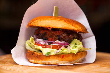 Restaurant dish - beef hamburger