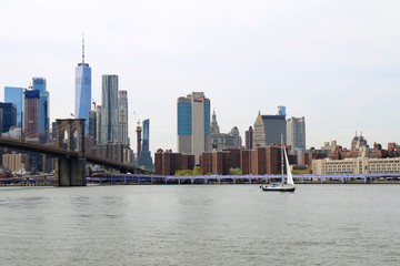 new york, nyc, manhattan, downtown, bridge, skyline, city, panorama, buildings, architecture, water, building, skyscraper, river, cityscape, urban, 