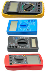 Digital  multimeters on a white