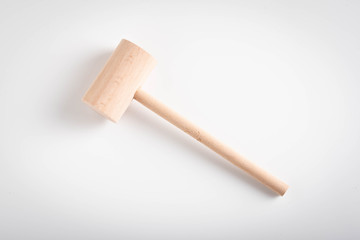 isolated wood hammmer for crab cracking