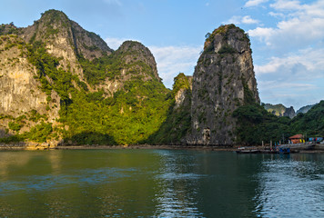 Fototapeta na wymiar Halong bay islands mountains South China Sea Vietnam. Site Asia