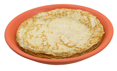 pancakes on a plate on a white