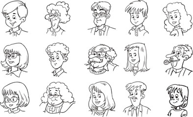 Head, character, old and young people