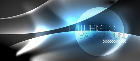 Glossy glowing neon light wave background