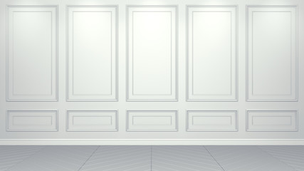 Classic white Interior living studio mock-up 3D rendering. Empty room for your montage. copyspace