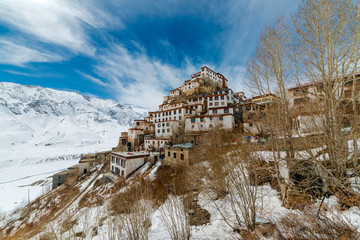 Fototapeta na wymiar Key gompa tibetan monastery in Himalayas. Spiti valley, Himachal Pradesh, India