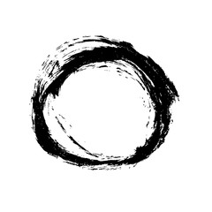 Ink vector brush stroke round frame. Vector illustration. Grunge texture.