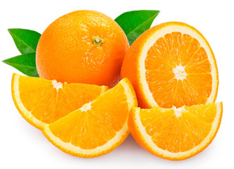 Fresh orange on white background