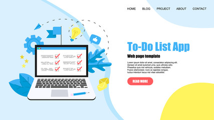 To-Do list apps. Task manager concepts. Online action plan concept. Business, time management	