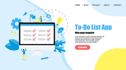 To-Do list apps. Task manager concepts. Online action plan concept. Business, time management	