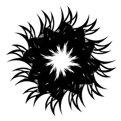 Abstract black sun on a white background, tattoo