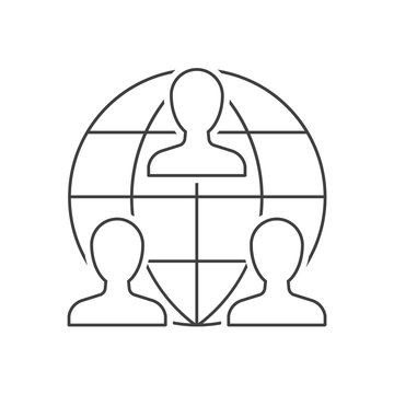 Teamwork with gloge icon. Global business