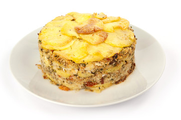 tortino di baccalà e patate cotto al forno