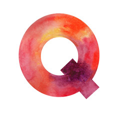Watercolor Letter Q