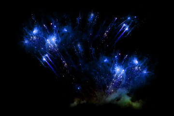 blue firework in the sky