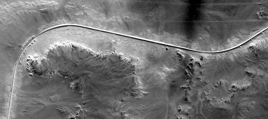 the long and winding road, Black and white photo, abstract photography of landscapes of the deserts...