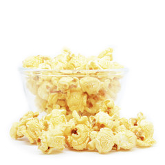 caramel popcorn isolated on white