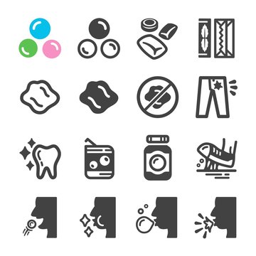 chewing gum icon set,vector and illustration