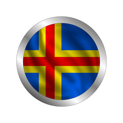 Waving Aland islands flag, the flag of Aland islands, vector illustration..