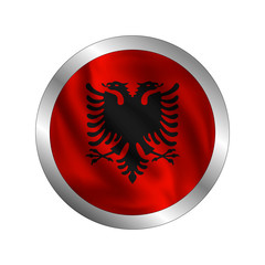 Waving Albanian flag, the flag of Albania, vector illustration..