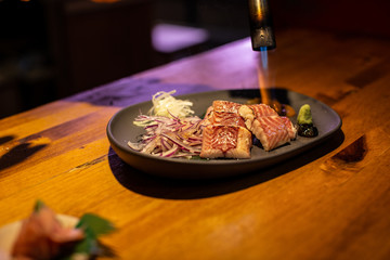 preparing delicious eel in japanese style