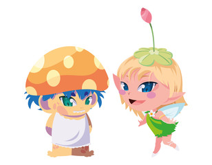 beautiful magic fairy and fungu elf characters