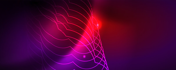 Shiny glowing design background, neon style lines, technology concept, vector