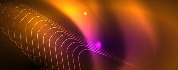 Shiny glowing design background, neon style lines, technology concept, vector