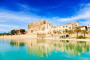 Majestic Palma de Mallorca Cathedral, Spain - obrazy, fototapety, plakaty