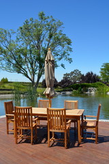 table and chairs in a garden