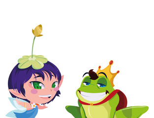 beautiful magic fairy with toad prince characters