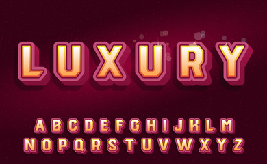 Luxury. 3D font created in the style of luxury. Corduroy background. Font with shadow.