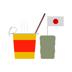 Combo of instant soup with a drink. Japanese food - Vector