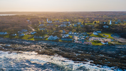 Maine New England Coastline with Lighthouses