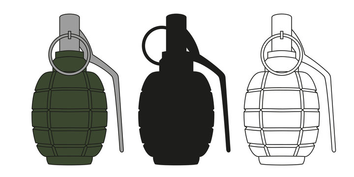 Set of hand grenades. Vector illustration.